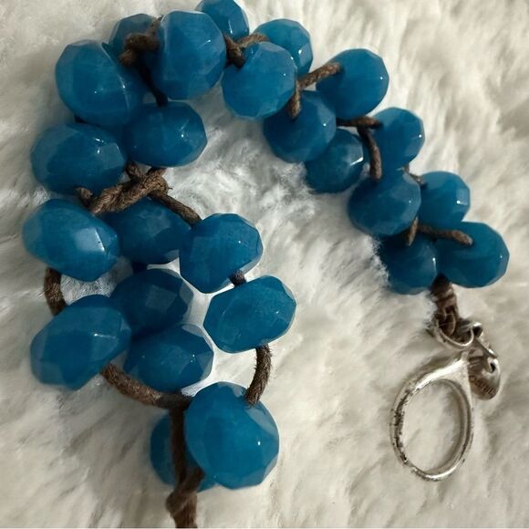 FOSSIL BRAIDED BLUE BEAD BRACELET WITH TOGGLE CLASP – 7.5” - Picture 12 of 17